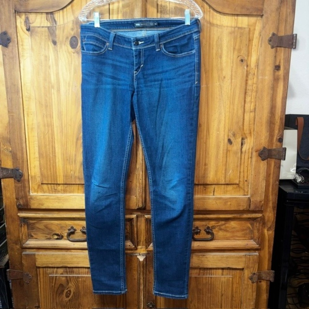 Levis Demi Curve Low Rise Skinny Jeans Dark Wash Blue Denim Womens 29x32 - Picture 4 of 8